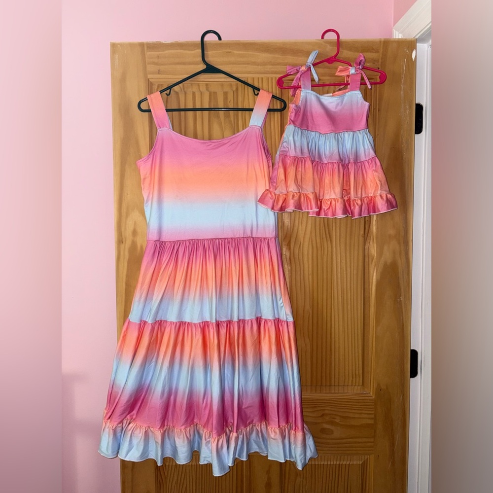 Mommy & Me Colorful Tie-Dye Dress Set